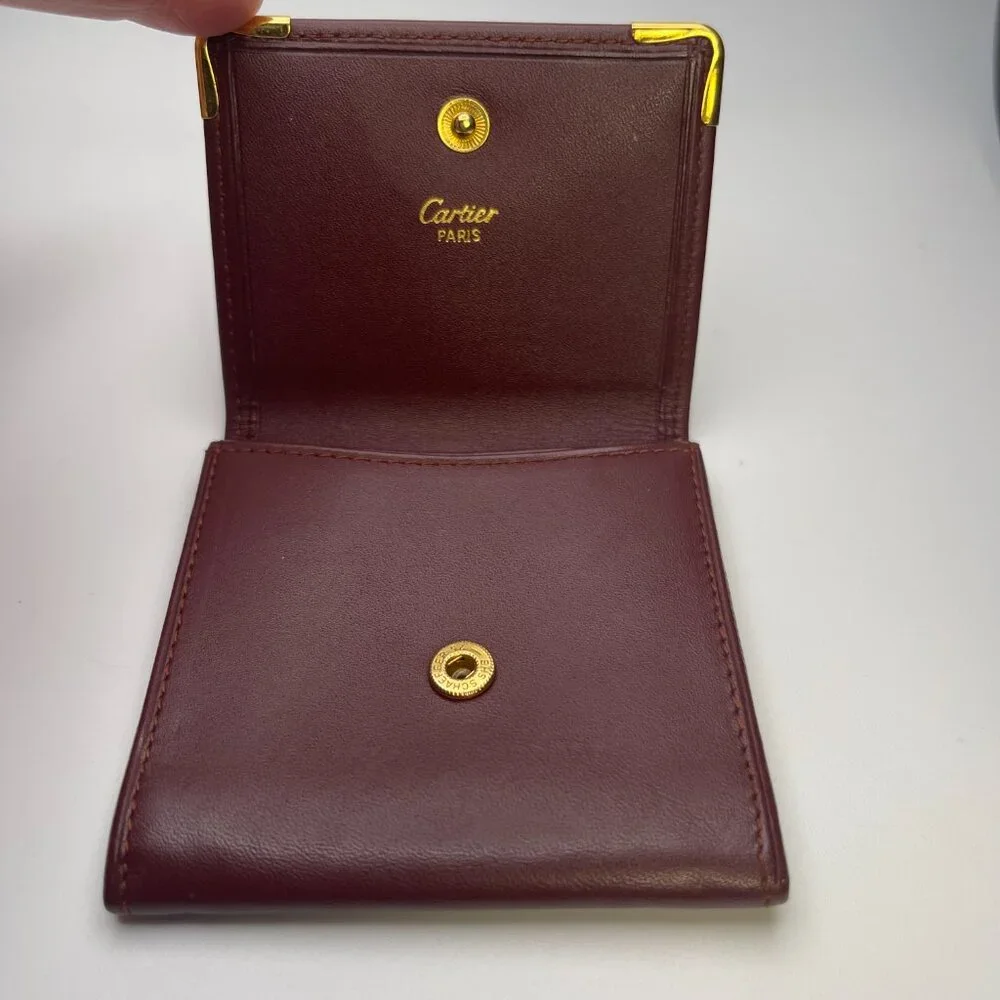 Cartier Vintage Burgundy Leather Coin Pouch Wallet - Preowned